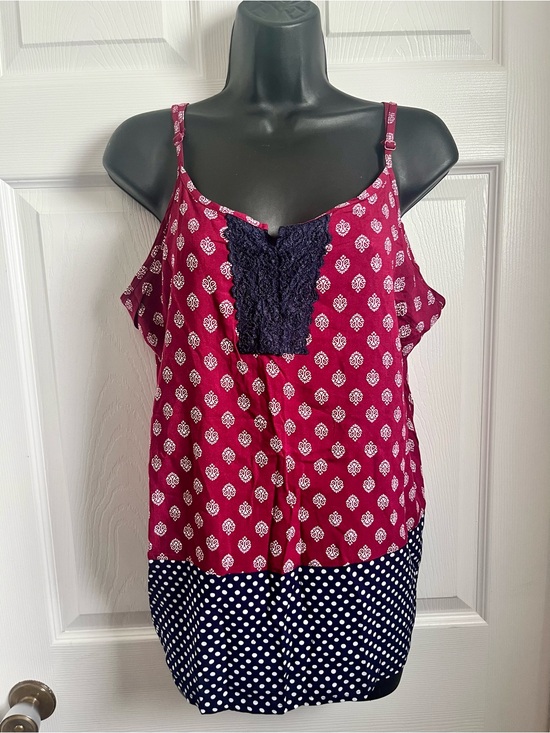 Rhapsody Noire Tops - Rhapsody Noire Tank Top Boho Lace XL Sleeveless Polka Dot Summer Adjustable